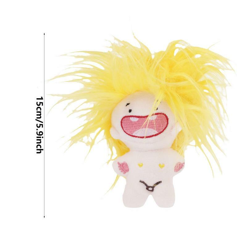 알몸 인형 장난감 키체인, 다채로운 솜털 머리, 낙엽 치아 12 개, 별자리 봉제 인형, 면 인형 척, 15cm