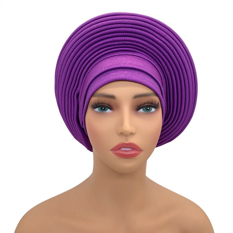 Elegante turbante africano con copricapo già fatto da donna Auto Gele fascia per la testa femminile Nigeria cravatte per la testa copricapo per la festa nuziale
