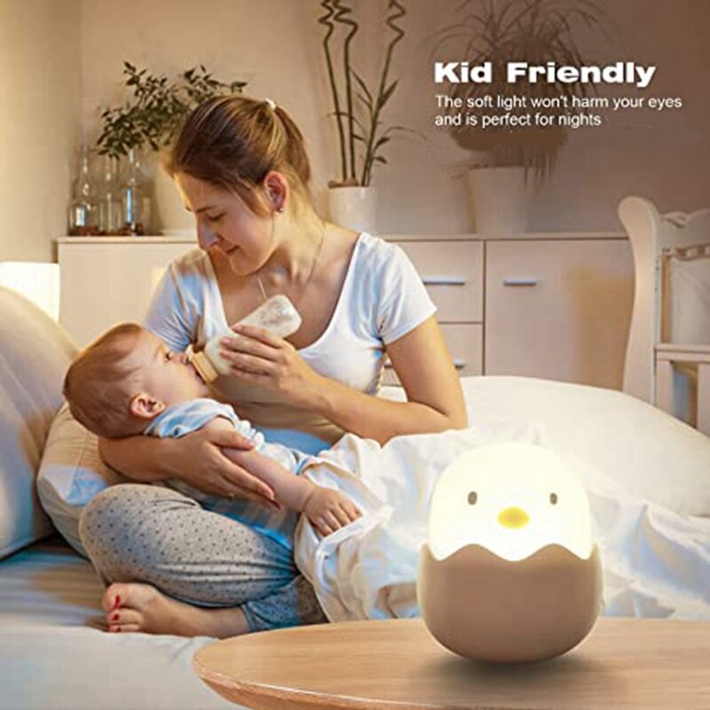 에그쉘 치킨 야간 조명 침실 충전 팻 실리콘 램프, 만화 치킨 침대 옆 수면 감정 램프