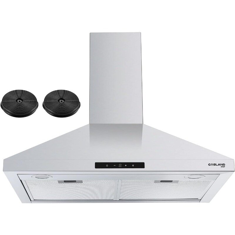 30" Range Hood, Wall Mount Kitchen Hood, Ducted/Ductless Convertible,350CFM Stove Hood with Charcoal Filter