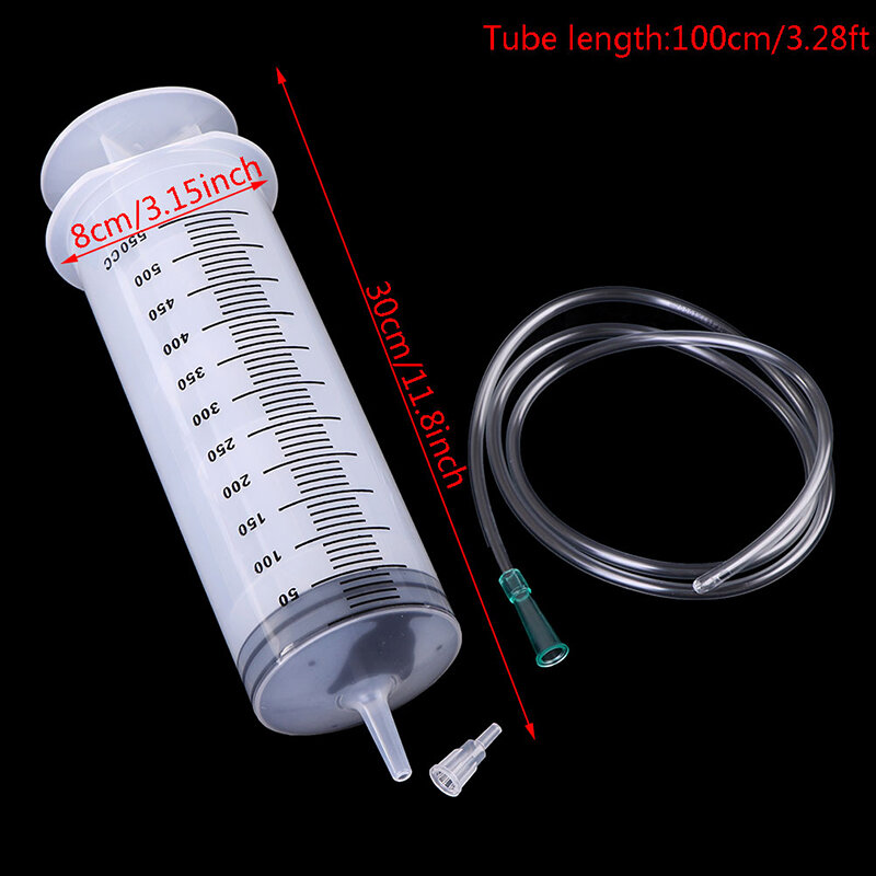 Siringa monouso grande in plastica trasparente per iniettore a siringa CC da 500ml con tubo flessibile