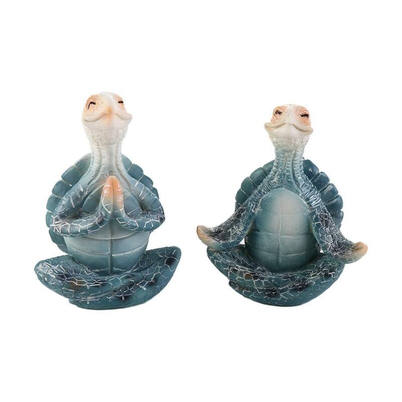 Artesanías de resina únicas, decoración del hogar de meditación de Yoga, estatuilla de tortuga marina, estatua de jardín, adorno de escritorio, tortuga simulada