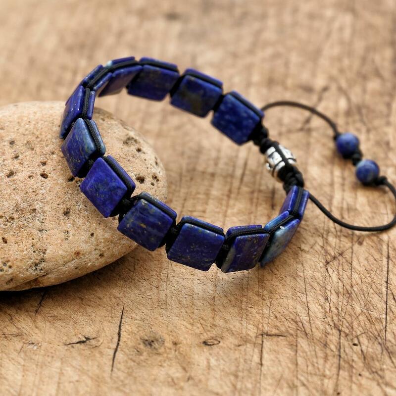 10มม. Lapis Lazuli สร้อยข้อมือถักหินธรรมชาติ Bohemia Punk Man ผู้หญิงมิตรภาพเสน่ห์สร้อยข้อมือเครื่องประดับทำมือ