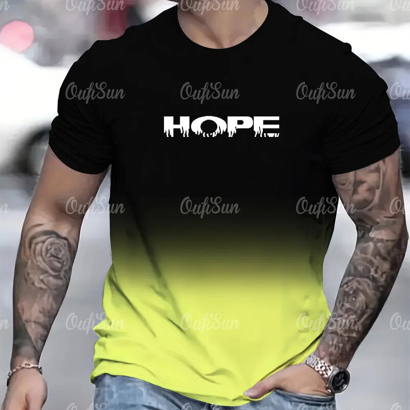 Camiseta informal de gran tamaño para hombre, camisetas de manga corta con estampado de palabras en 3d, ropa de verano