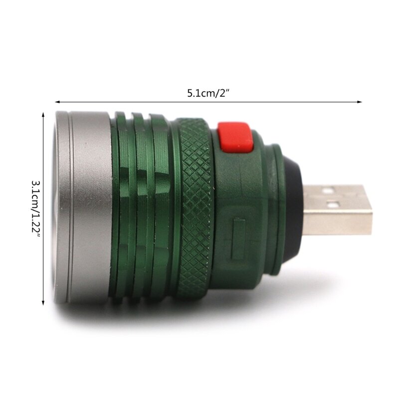 USB 충전식 전술 주도형 손전등 3가지 조명 모드 매우 밝은 손전등