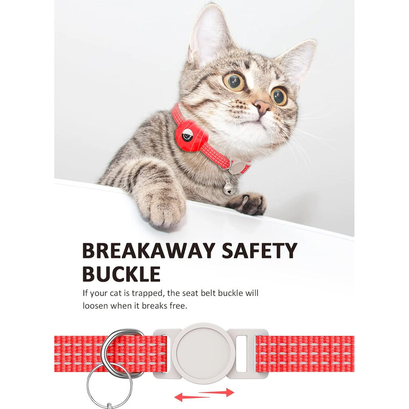Collare Anti-smarrimento per gatti per Apple Airtag, collari di posizionamento per Tracker protettivi di sicurezza con supporto riflettente e Airtag gatos
