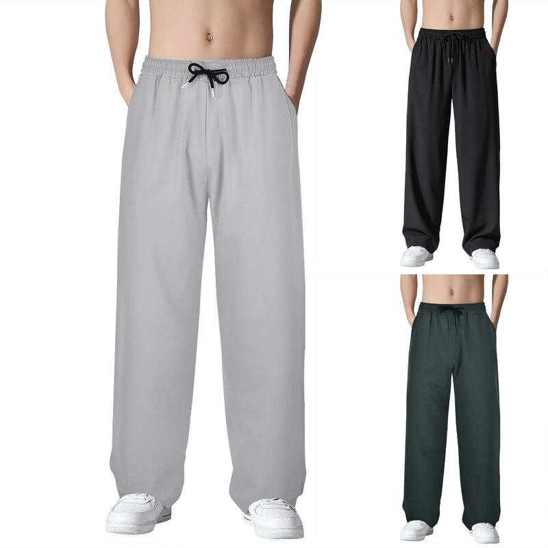 Pantalones holgados de Color liso para hombre, ropa deportiva informal de ocio, uso diario, Otoño e Invierno