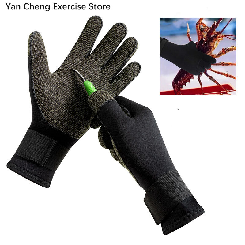 3mm Kevlar Diving Gloves Cut Resistant Keep Warm Black Pool Gloves for Snorkeling Swimming Water Amusement Dive Accessories