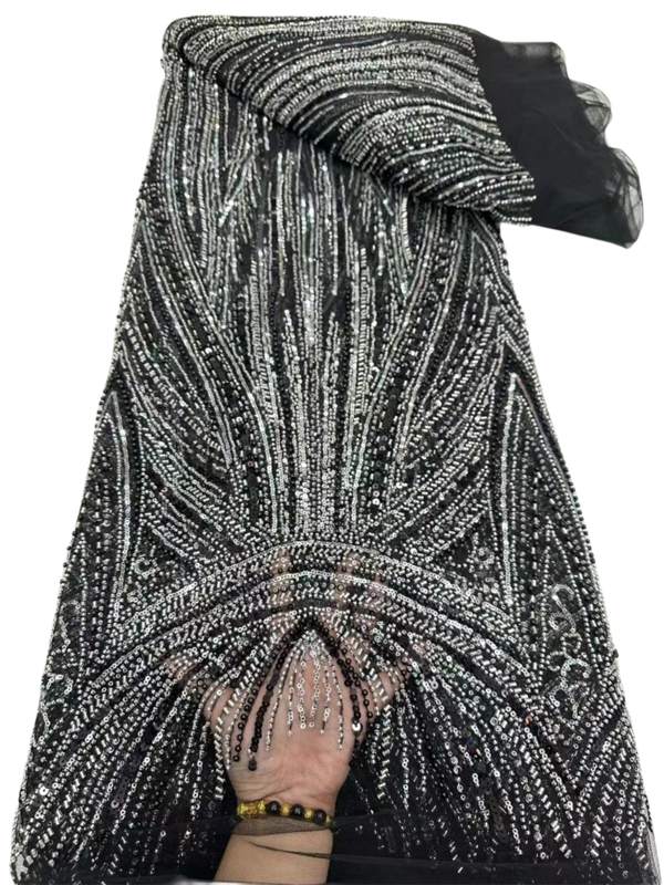 Африканские блестки, бисер, кружевная ткань для шитья жениха, нигерийская свадьба, свадебная вышивка, французский тюль, высокое качество, 2024