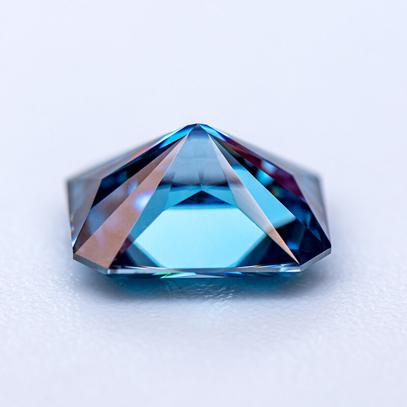 Moissanite batu safir warna biru potongan bersinar Lab tumbuh berlian untuk jimat cincin perhiasan membuat anting dengan sertifikat GRA