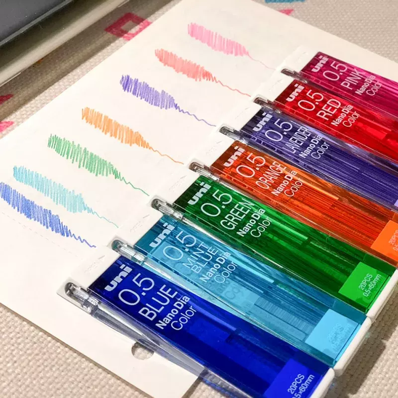 Japonia Uni Nano Dia kolor 0.5 0.7 -202ndc kolorowe wkłady grafitowe do ołówków mechanicznych uzupełnia 0.5mm materiały do pisania 202ndc