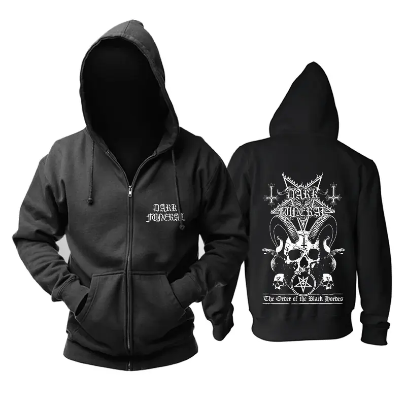 Czarny Metal Dark Funeral Bluzy z kapturem Mężczyźni/kobiety Hip Hop Streetwear Bluzy z kapturem Harajuku Style Oversized Odzież z kapturem