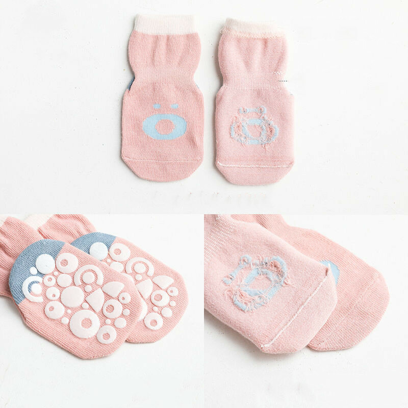 Осенне-зимние детские носки, детские носки для пола, детские Нескользящие носки из чесаного хлопка для малышей, носки для новорожденных из хлопка с рисунком