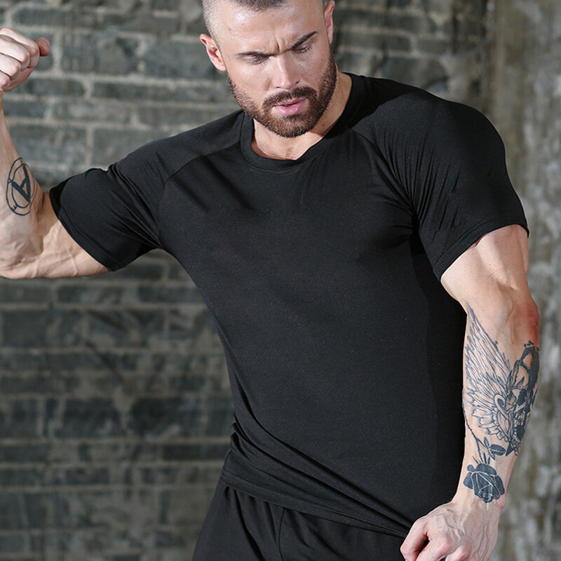 Мужские беговые компрессионные футболки, быстросохнущая футболка, Джерси для фитнеса, облегающая спортивная одежда, спортивная футболка с коротким рукавом для спортзала, дышащая