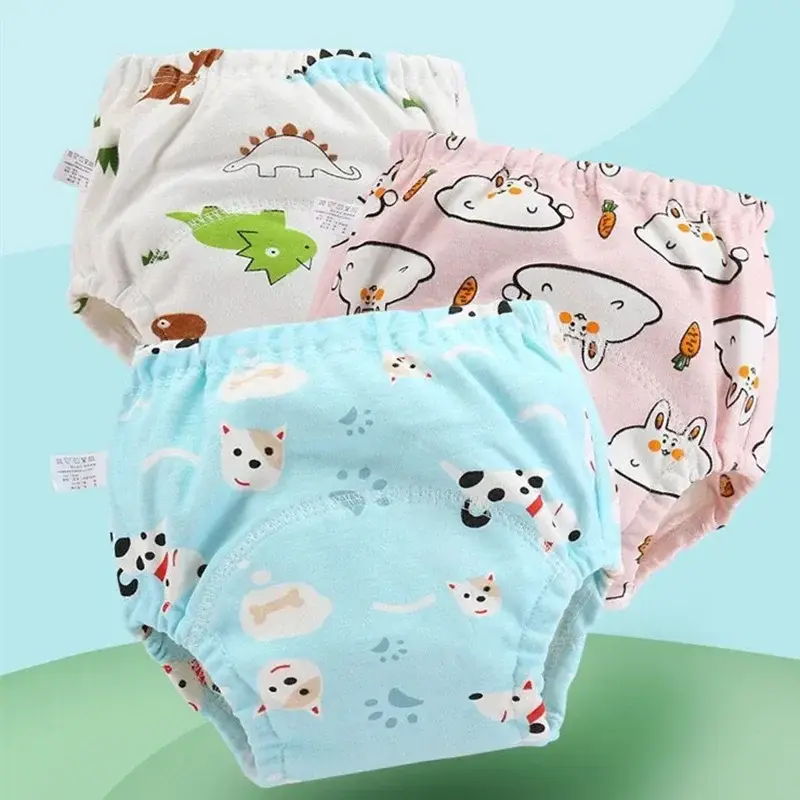 4pc/Lot Cotton Training Pants Panties Waterproof Cloth Diapers Reusable Toolder Nappies Baby Underwear