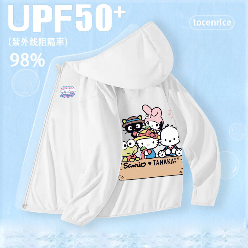 Sanrio Cinnamoroll Kuromi vestuário protetor solar infantil, casaco respirável fino dos desenhos animados, protetor solar para menino e menina, Y2K, novo, verão
