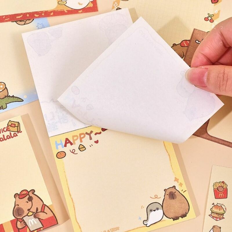 Non Sticky Capybara Memo Pad, Writing Pad, Message Paper, Cartoon Note Pad, INS, Bonito, Escola