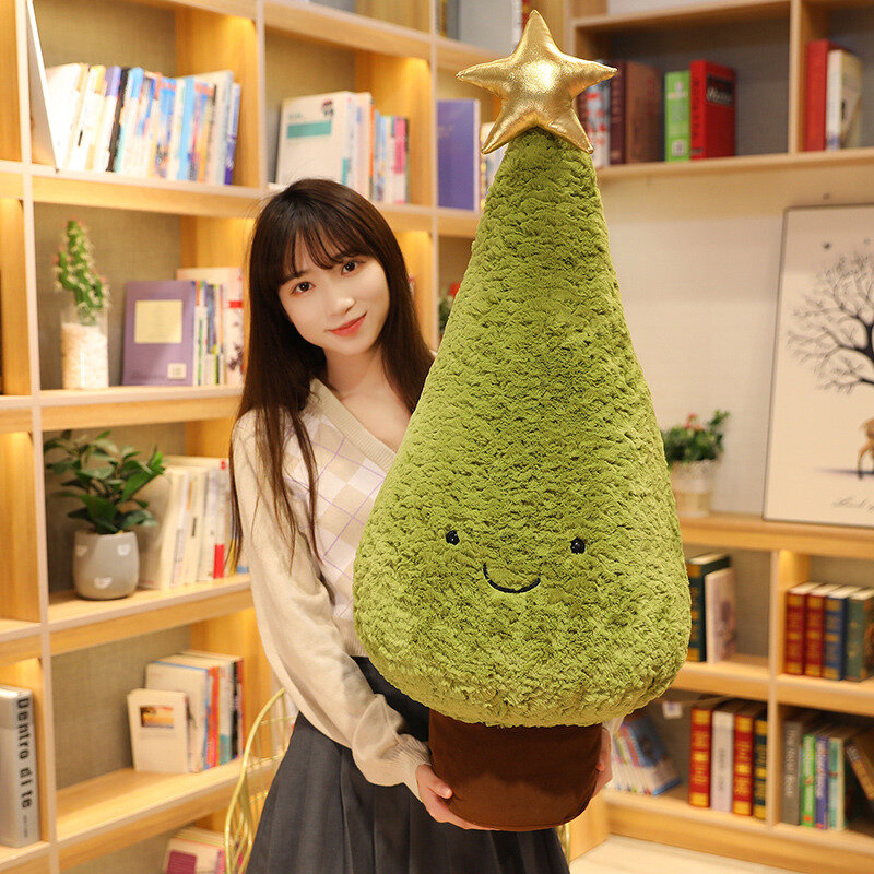 1 buah 29-65cm simulasi pohon Natal mainan mewah lucu bantal hijau boneka berharap pohon boneka untuk gaun Natal