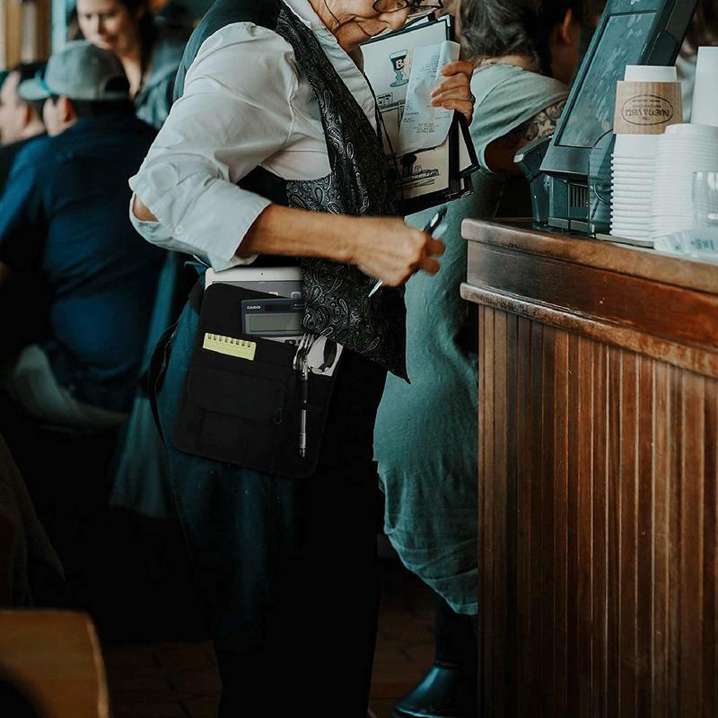 Torba pieniądze kieszeń kelner z paskiem wokół talii fartuchem restauracyjnym saszetka na pieniądze torba z regulowany pasek Organizer kieszeniowy do przechowywania