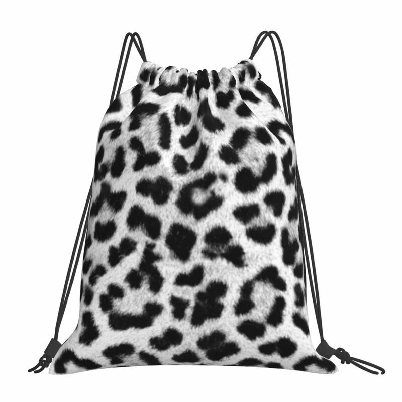 Leopard Print Backpacks Fashion Portable Drawstring Bags Drawstring Bundle Pocket Sports Bag Book Bags For Travel School