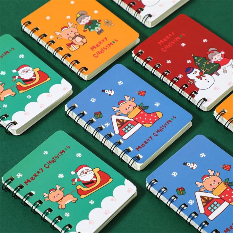 Bloc notas Navidad con dibujos animados, cuaderno pequeño bolsillo, lista tareas pendientes, 4 Uds., 24BB