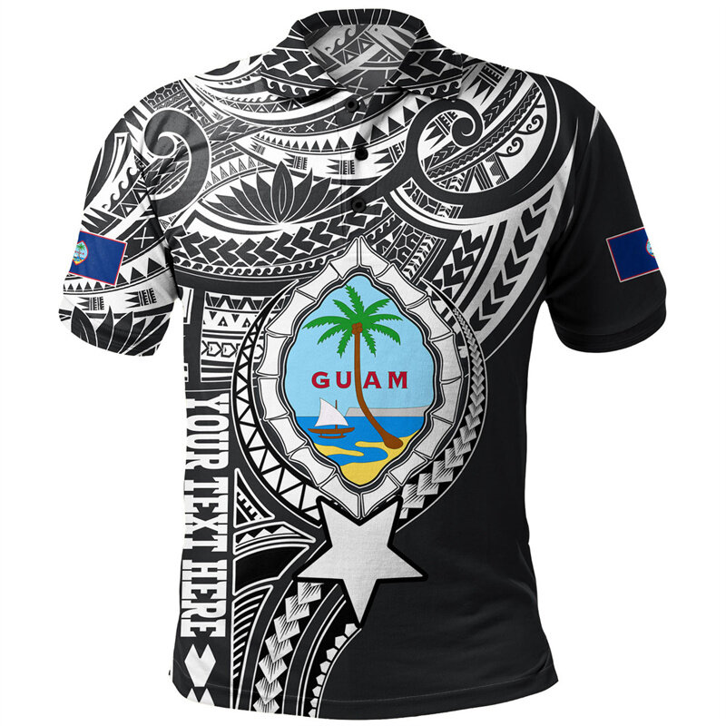 Camisas polo gráficas masculinas, botão havaiano impresso em 3D, tops de rua, camisetas de manga curta, roupas infantis, Polinésia
