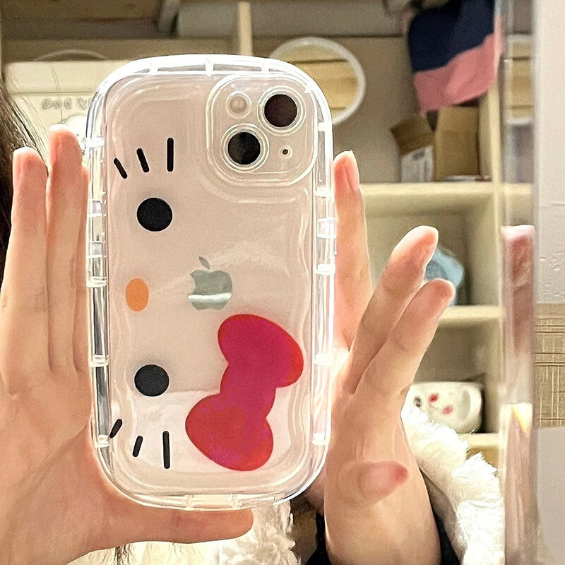 Kawaii Sanrio Hello Kitty ładny telefon etui dla Iphone13 14 11 Xs 12 12P przezroczyste All Inclusive matowe miękki futerał na telefon komórkowe
