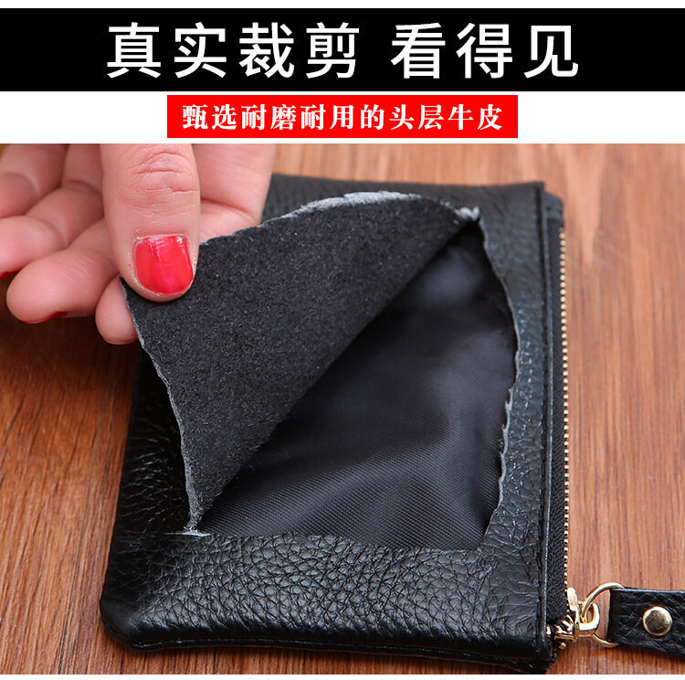 小さなジッパー付きの本革の財布,多機能ジッパー付きの小さな財布