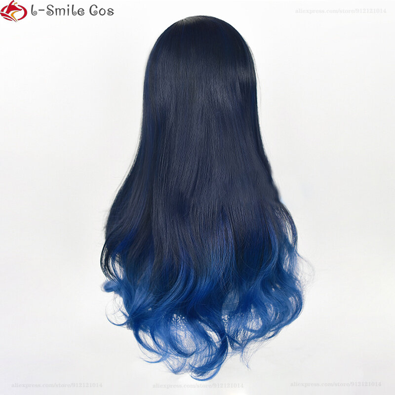 Peluca de alta calidad Shiraishi An para Cosplay, Pelo Rizado degradado azul de 70cm, pelo sintético resistente al calor, pelucas de fiesta + gorro de peluca