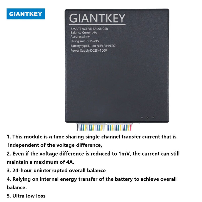 GLANTKEY-Équilibreur actif intelligent 4A, Égalisation de batterie, Eddie ion Lifepo4 LTO, 2S, 4S, 5S, 6S, 8S, 14S, 16S, 20S, 21S, 22S, 24S