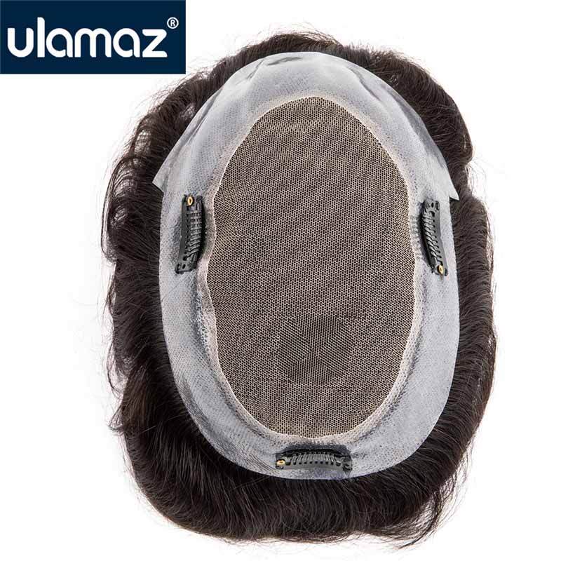 Australien Toupet mit Clip Französisch Spitze Mann Perücke Clip-on Herren Haare rsatz system männliche Haar prothese Remy Haar Perücke für Männer