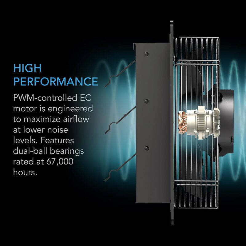 AIRLIFT T14, ventola di scarico dell'otturatore 14 "con WiFi App-compatibile regolatore di umidità della temperatura ventilazione per montaggio a parete