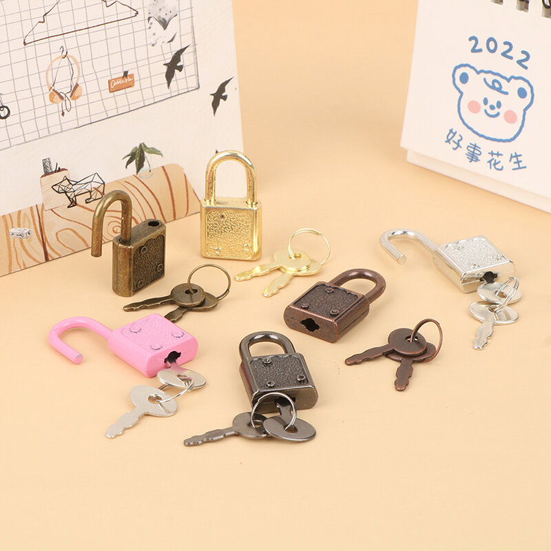 1Set di lucchetti rettangolari Mini serrature Hardware per bagagli con serratura a chiave per la valigia del libro del diario del portagioie di nozze da viaggio