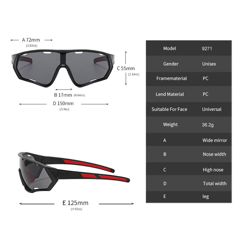 Óculos de sol para ciclismo ao ar livre para homens e mulheres, proteção UV, óculos à prova de vento, lente polarizada