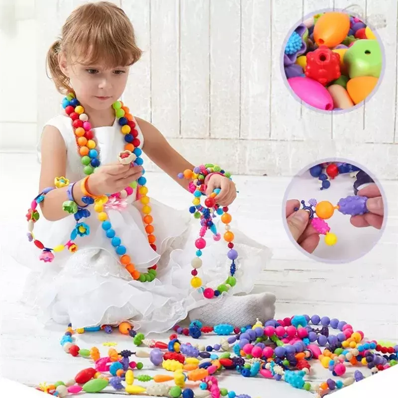 Cuentas Multicolor de 188 piezas para fabricación de joyas hechas a mano, pulsera y banda para la cabeza, conjunto de Material de abalorios para niña