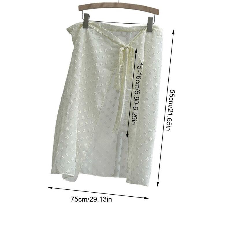 2024 Ins Blogger unikatowe koronkowe warstwowe spódnica tiulowa z związywane koreańską wersją Y2k pikantne dziewczęce dżinsy fartuch damskie otwarte spódnice