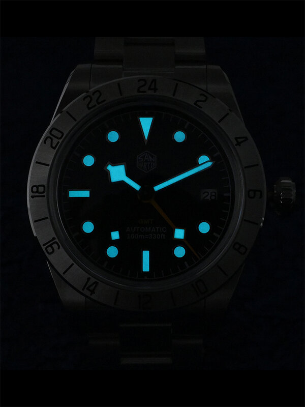 San Martin-Men's GMT impermeável relógio de negócios mecânico, relógio de luxo clássico, novo, 39mm, BB, GMT, luminoso, data, automático, luminoso, SN0054