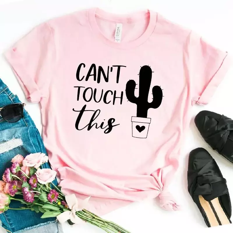 Can't Touch This cactus Print Women tshirt Cotton Hipster Funny t-shirt Gift Lady Yong Girl Top Tee y2k top odzież