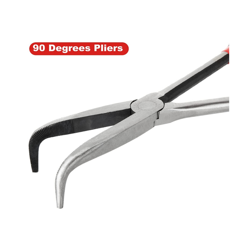 11-Inch Long Needle-Nosed Pliers Include Straight, 45-Degree, 90-Degree and O-Type Pliers