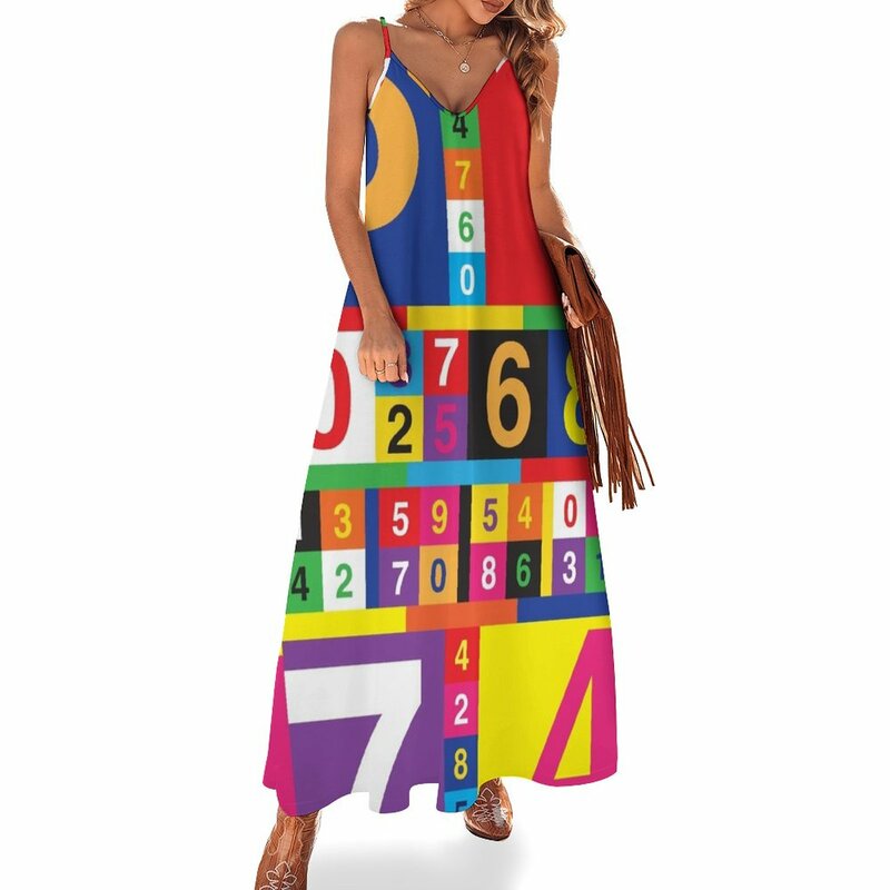 女性のためのカラフルなノースリーブのサマードレス,数字,フォーマル,2023