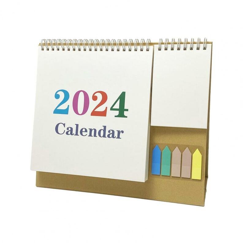 Calendario de escritorio 2024 con etiquetas de bloc de notas de bolsillo, planificador de horario mensual para el hogar, oficina, escuela, doble cable, 2024