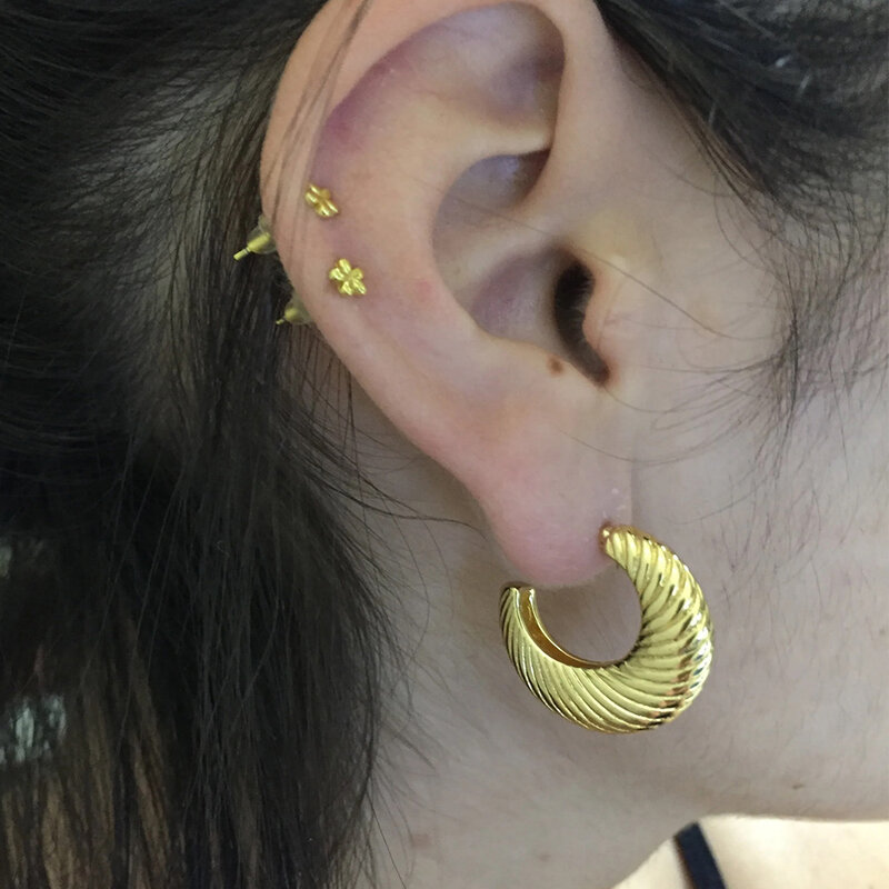 Vintage Stainless Steel Geometric Earrings For Women Personalized Fan-shaped Stud Earrings Party Jewelry Gift Wholesale