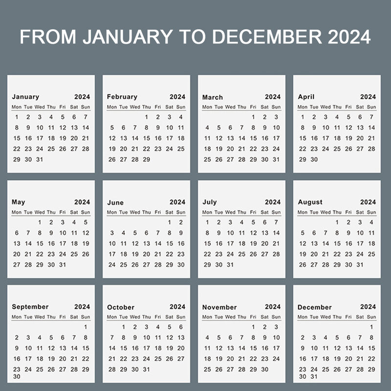 2024 Desktop Mini Kalender Home School weiß schwarz Schreibtisch Kalender dickes Papier freistehende tragbare Doppel draht Bindung Kalender