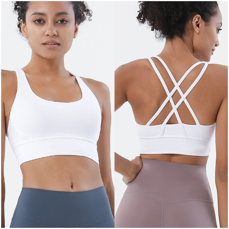 Sujetador de yoga con logotipo para mujer, ropa deportiva, Bralette, ropa interior para gimnasio, Fitness, 2024