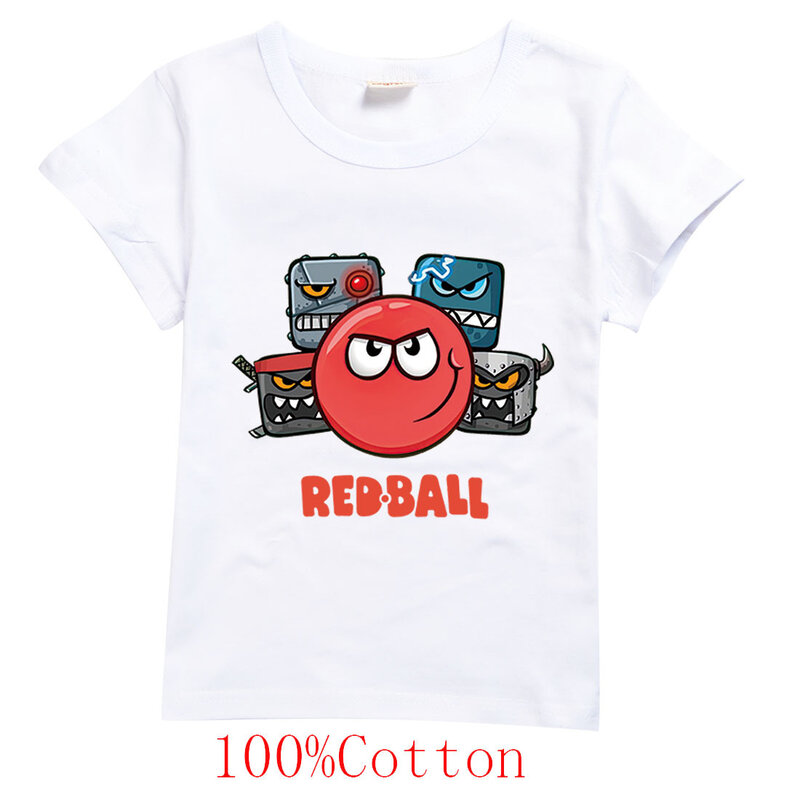 Camisetas divertidas para niños, camisetas de dibujos animados de bola roja 4, ropa de moda para bebés, camisetas de manga corta de Hip Hop para niños, 2023