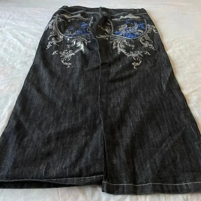 Женские джинсы в американском стиле, свободные прямые широкие брюки с принтом Джокера в стиле ретро, Y2K