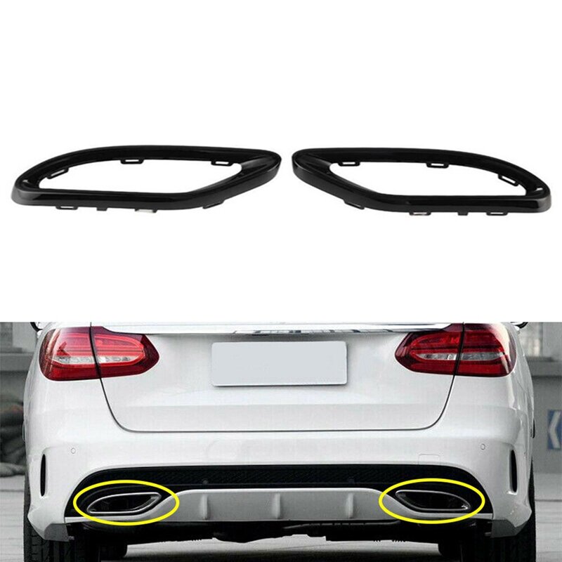 Car Exhaust Tailpipe Trim RH+LH Fits For Mercedes-Benz C205 A205 W205 S205 13-17 2058852221 2058852321