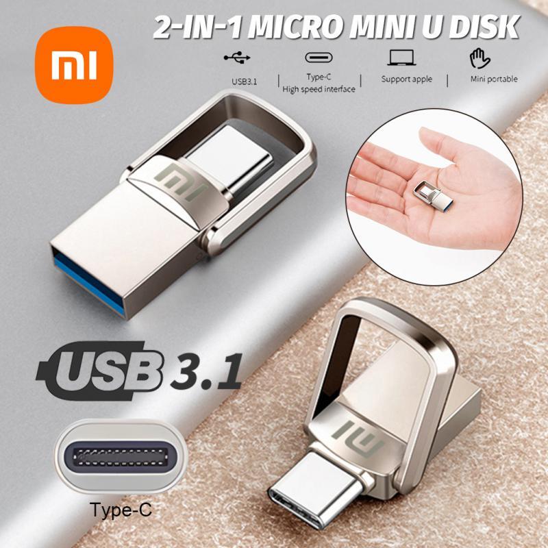 เสี่ยวหมี่3.0 USB Type-C ความเร็วสูง, ไดรฟ์ปากกาโทรศัพท์มือถือคอมพิวเตอร์1TB ความจุ2TB แฟลชคู่เมมโมรี่ USB U Disk