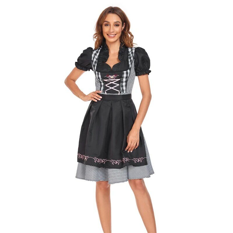 NEW Dirndl Munich Oktoberfest Costume Alps Pubs Clubs Lace Up Outfit Cosplay Carnival Fancy Party Dress