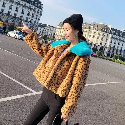Tao Ting Li Na Women Short Faux Fur Leopard Rex Rabbit Fur M4